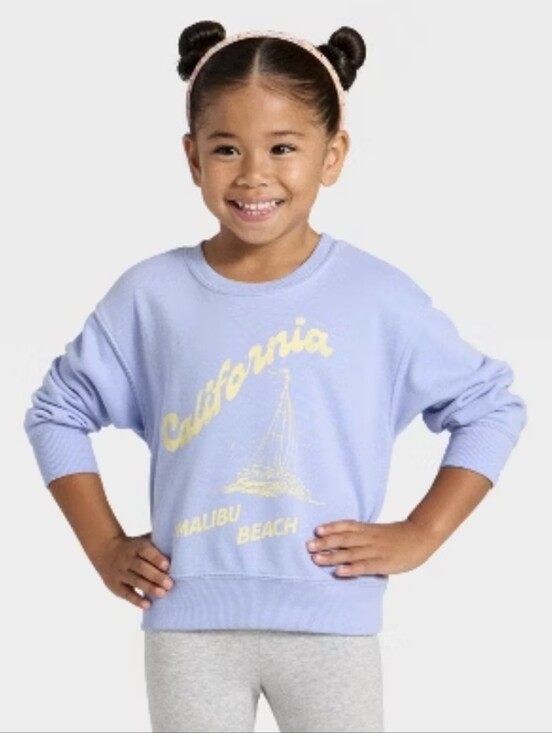 Grayson Mini Other - Grayson Mini Toddler Girls California Crewneck Sweatshirt - Periwinkle Blue